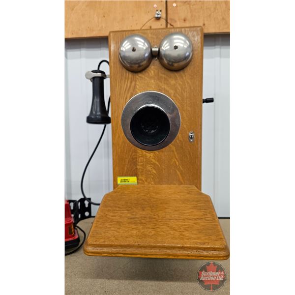 Antique Wood Box Telephone : Northern Electric Company (Ringer Working) (20-1/2"H x 13"W x 12-1/2"D)