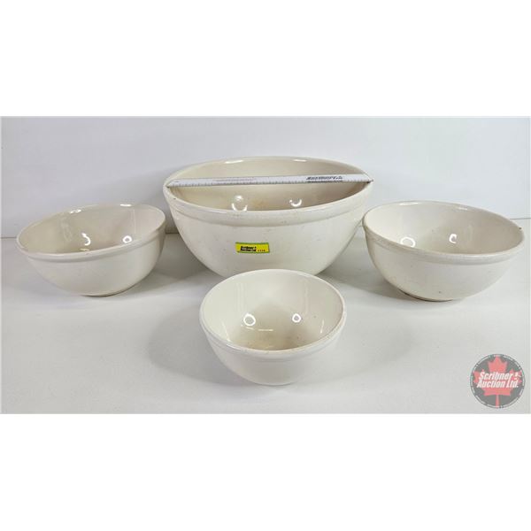 Stoneware Mixing Bowls (4) (Largest 13-1/4"Dia x 6-3/4"H)