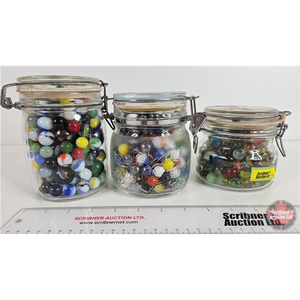 Marble Collection (3 Jars Full) (Variety) (Tallest Jar : 5-3/4"H)