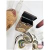 Image 4 : Collector Combo: Ceramic Décor Masks (2): Bud Vase; Vintage Cig Case; Wooden Décor Mask; etc