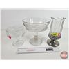 Image 1 : Glassware Combo (3): Pedestal Fruit Bowls & Pedestal Silver Plated Base Vase (9"H)