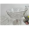 Image 3 : Glassware Combo (3): Pedestal Fruit Bowls & Pedestal Silver Plated Base Vase (9"H)