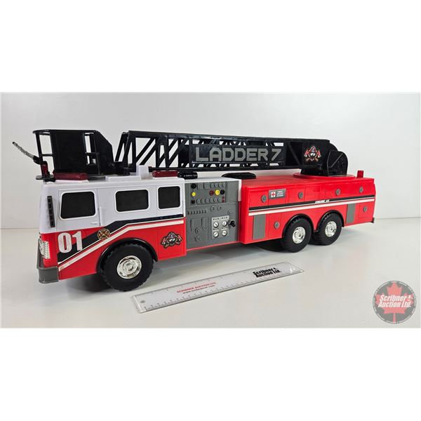 FUNRISE : Large Toy Plastic Ladder Firetruck (2020) (Sound Effects & Lights Working)  (10-1/2"H x 7"