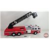 Image 6 : FUNRISE : Large Toy Plastic Ladder Firetruck (2020) (Sound Effects & Lights Working)  (10-1/2"H x 7"