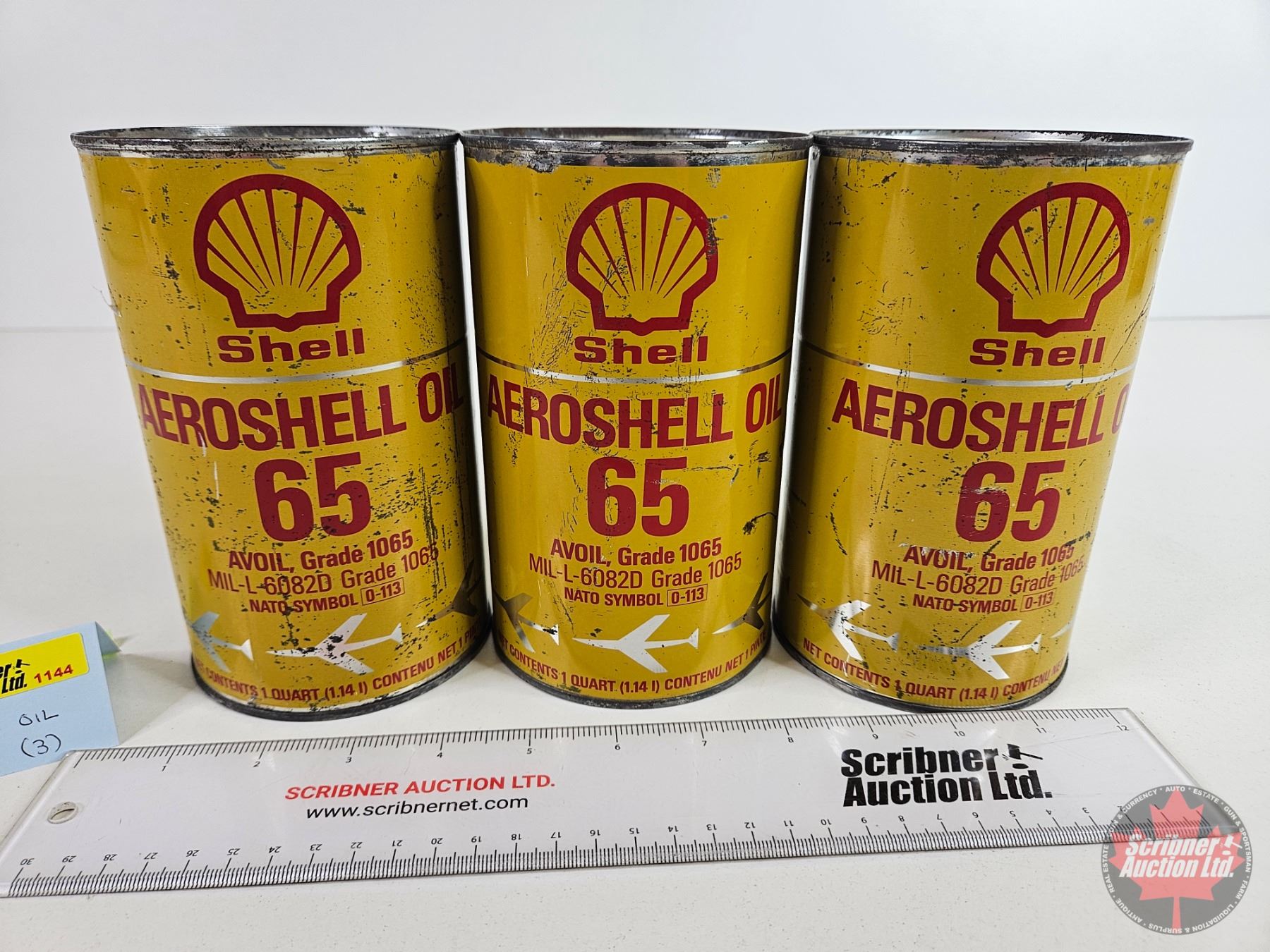 Aeroshell 65 Shell Oil Quart Cans (3): AEROSHELL 65 (All FULL!) (6-1/2