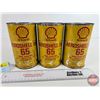 Image 1 : Shell Oil Quart Cans (3): AEROSHELL 65 (All FULL!) (6-1/2"H x 4"Dia)