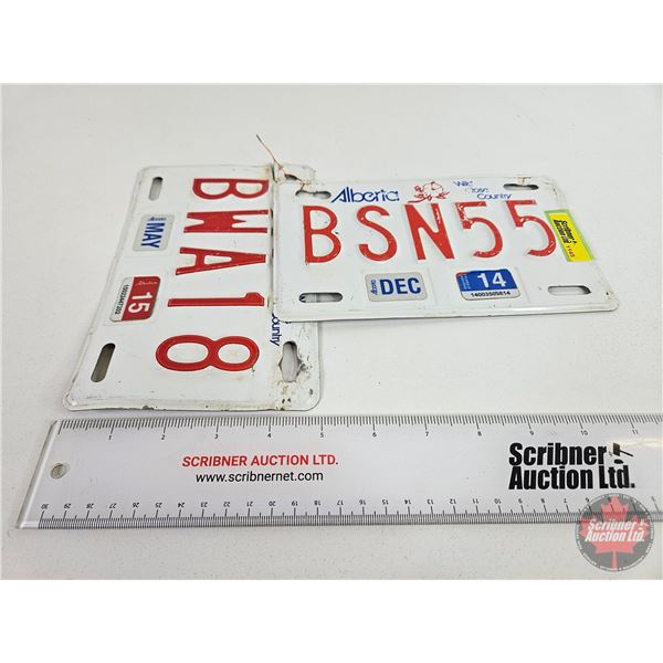 Alberta Motorcycle Lic Plates (2) (Red/White Modern)