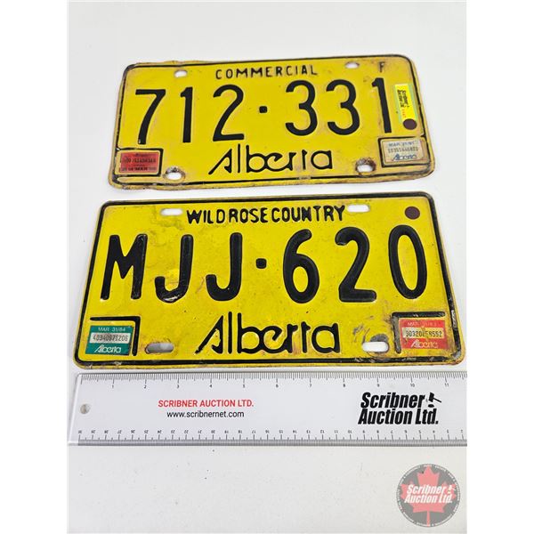 Alberta Lic Plates (2) (Yellow/Black) : 1980's