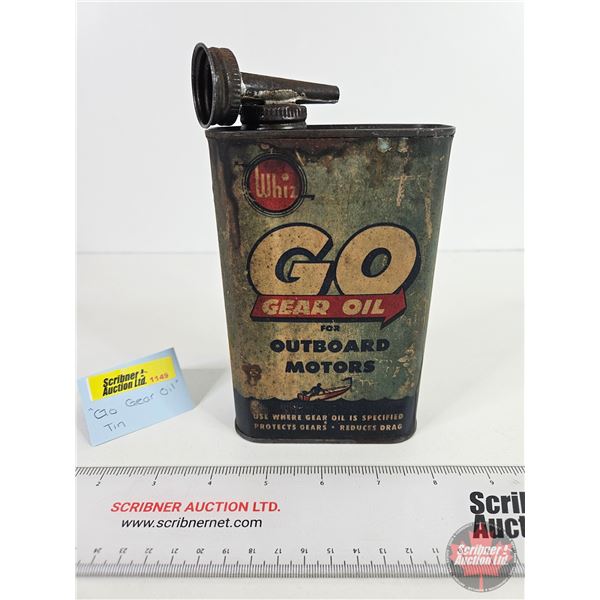 Whiz GO Gear Oil Tin for Outboard Motors w/Spout Lid (Paper Label) (7"H)