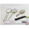 Image 1 : Vanity Set : Sterling Silver (4pcs) : Mirror , Brushes (2); Comb (See Consignor Tags in Pictures for