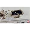 Image 4 : Birks Condiment Set with Cobalt Blue Insert (Regency Plate)