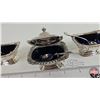 Image 5 : Birks Condiment Set with Cobalt Blue Insert (Regency Plate)