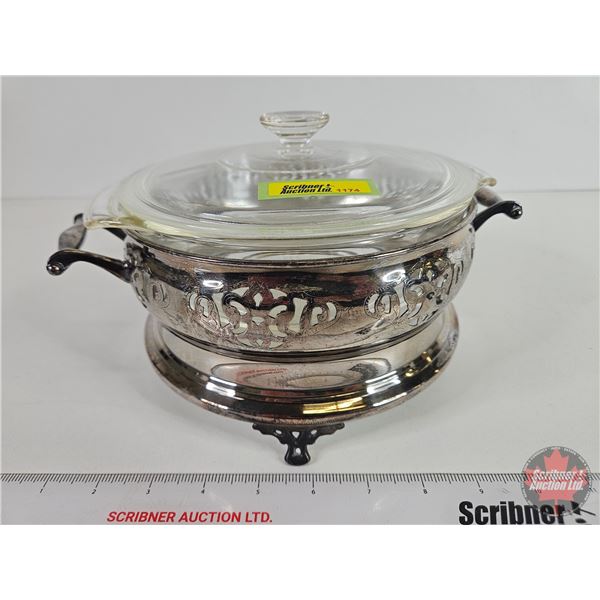 Antique Silverplate Casserole with Fire King Bowl