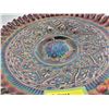 Image 2 : Fenton Hearts & Flowers : Black Amythest Ruffled Pedestal Carnival Glass Bowl (11" x 3")