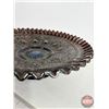 Image 3 : Fenton Hearts & Flowers : Black Amythest Ruffled Pedestal Carnival Glass Bowl (11" x 3")