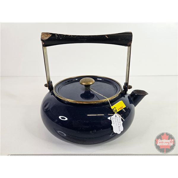 Antique Cobalt Blue Enamel Kettle (8-1/4"H)