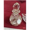 Image 2 : Collector Combo (2): Antique Crystal Perfume Bottle & Crystal Swan Dish (Perfume Bottle 5-1/2"H)