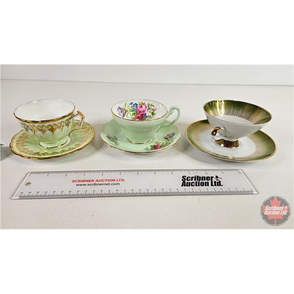 Tea Cups & Saucers (3) (See Photos for maker Stamps)