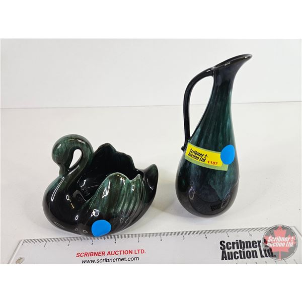 BMP Combo (2): Swan Dish & Pitcher (Pitcher 7-1/4"H)