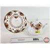 Image 1 : Royal Albert Combo: Old Country Roses  - Tea Pot - Calendar Plate 1980 ~ First Edition (10-1/4"Dia)