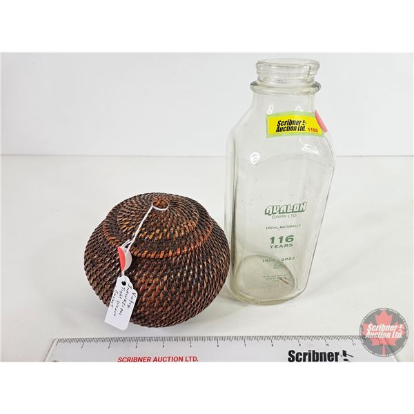 Collector Combo (2): - Promotional Anniversary Avalon Dairy 1 Litre Milk Bottle (9"H) - -Indonesian 