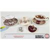 Image 1 : Collector Combo:  - Tea Cups & Saucers (3) (See Photos for maker Stamps) - Perfume Bottle Cowboy Hat