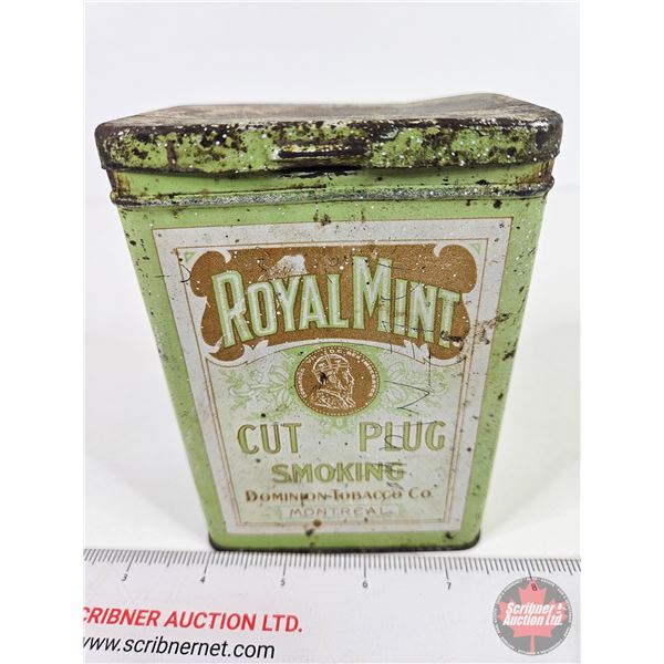 ROYAL MINT Cut Plug Tobacco Tin (5"H x 3-3/4"W x 2-1/2"D)