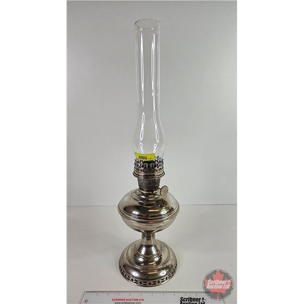 Coal Oil Lamp : Aladdin Model No. 6 (Nickel Plated Base) (Total Measures with Chimney : 23-1/2"H)