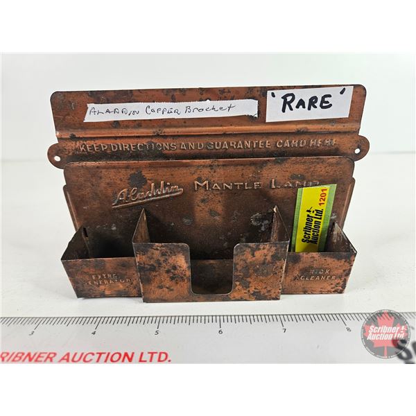 Copper Aladdin Wall Mount Holder : Holds extra Generator & Wick Cleaner & Matches (4"H x 5-3/4"W x 1