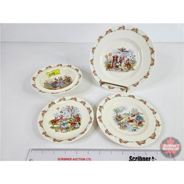 Bunnykins Plates & Bowl (4pcs) (Largest Measures: 8"Dia)