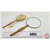 Image 1 : Vintage Vanity Set (2pcs) : Brush & Double Side Hand Mirror
