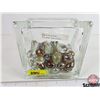 Image 1 : Décor Glass Stones/Beads in Glass Block (5-3/4"H x 5-3/4"W x 3-3/4"D)