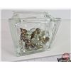 Image 3 : Décor Glass Stones/Beads in Glass Block (5-3/4"H x 5-3/4"W x 3-3/4"D)