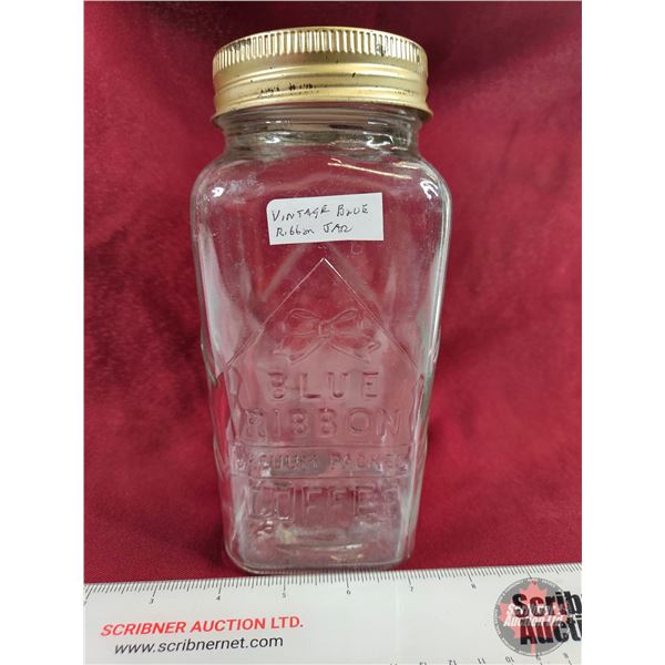 Vintage Blue Ribbon Coffee Jar (8"H)