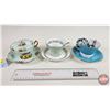 Image 1 : Tea Cups & Saucers (3) + Beaded Necklace & Bracelet (See Photos for maker Stamps)