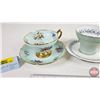Image 2 : Tea Cups & Saucers (3) + Beaded Necklace & Bracelet (See Photos for maker Stamps)