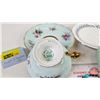 Image 6 : Tea Cups & Saucers (3) + Beaded Necklace & Bracelet (See Photos for maker Stamps)