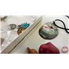 Image 6 : Collector Combo : Antique Leather Change Purse; Variety Vintage Jewellery; Pins; etc
