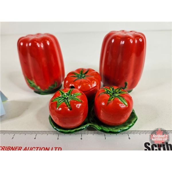 Tomato Ware Salt & Pepper Shakers : Large Set : Occupied Japan