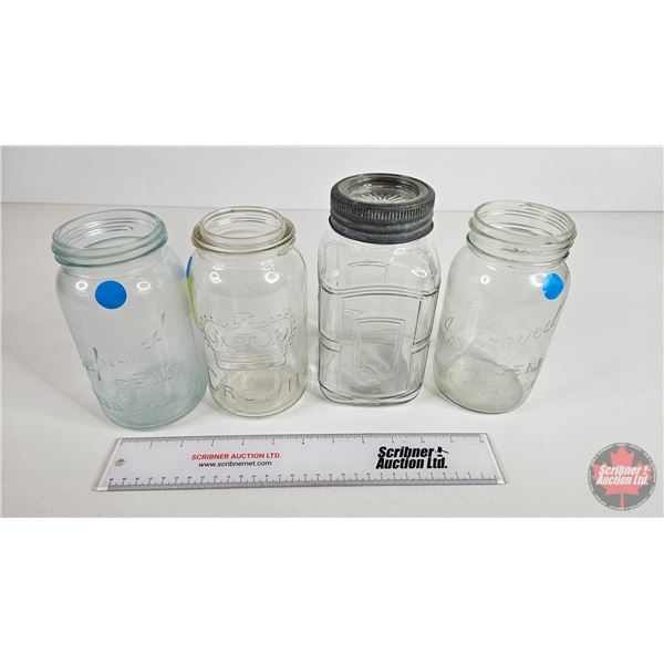 Variety of Sealer Quart Jars (4) including Crown & Improved Gem