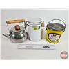 Image 1 : Tea Pot, Glass Cannister & Lard Pail