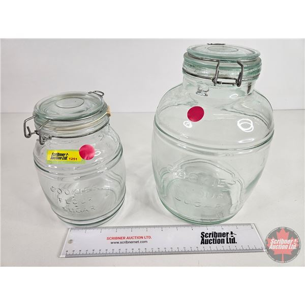Embossed Cracker Barrel Style Glass Sealer Jugs (4Qt & 1-1/2Qt)