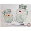 Image 1 : Embossed Cracker Barrel Style Glass Sealer Jugs (4Qt & 1-1/2Qt)