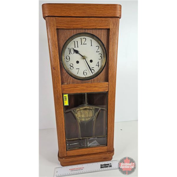 Wood Cased Wall Clock w/Beveled Glass (Works)