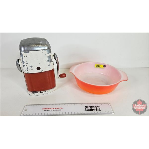 Vintage Fireking Casserole Dish (No Lid) & Ice-O-Mat Ice Crusher