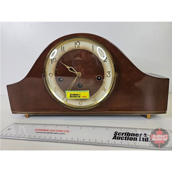 Solar Westminster Mantle Clock (Working ~ No Key)