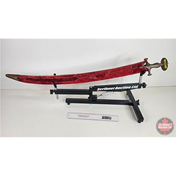 Vintage Indian Talwar Sword : Curved Blade w/Scabbard