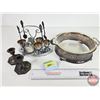 Image 1 : Silverplated Casserole Dish, Candle Stick Holders & Vintage Egg Cup/Condiment Set
