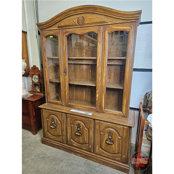 Vintage Arch Top Lighted China Cabinet (2 Pc)