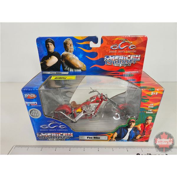 American Chopper Fire Bike : Die-cast Metal (Scale 1:18) (Joy Ride) (Box Measures : 7"H x 8-1/2"W x